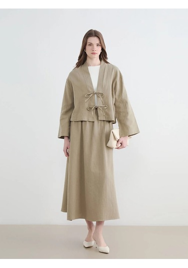 Lc Waikiki Haki Şal Yaka Oversize Kadın Kimono