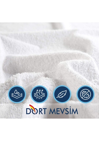 Dört Mevsim Çift Kişilik Alez Fitted Sıvı Geçirmez Yatak Koruyucu (435670931)