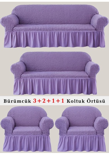 StarMall Bürümcük Koltuk Örtüsü, Berjer, Çekyat Kılıfı 3211 Takım Lila