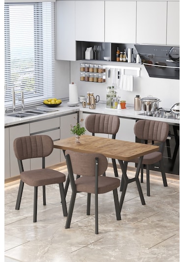 Parla 70x110cm Atlantik Mutfak Masası, Mutfak Masası Takımı, Yemek Masası, 4 Kahverengi Sandalye Kahverengi Parla 70x110cm Atlantik Mutfak Masası, Mutfak Masası Takımı, Yemek Masası, 4 Kahverengi Sandalye Kahverengi