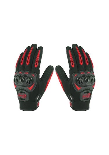 Dianziye Motorcycle Eldivenleri Siyah-kırmızı M: Tam Parmak, Işıklı Dokunmatik Ekran Uyumlu, Kayganlık Engelleme, Dört Mevsim Kullanıma Uygun