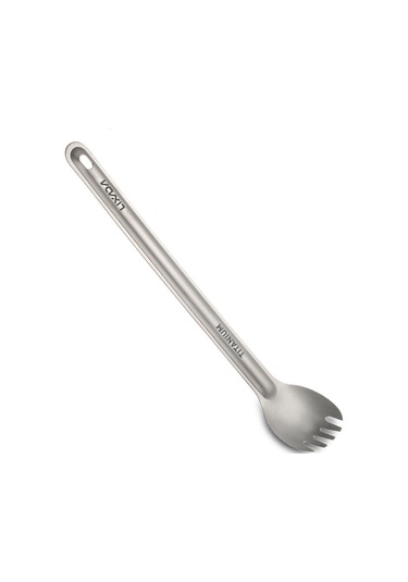 Lixada Ultralight Titanyum Uzun Saplı Kaşık Ve Spork Çatal Seti Taşınabilir Açık Yemek Kaşığı Gri