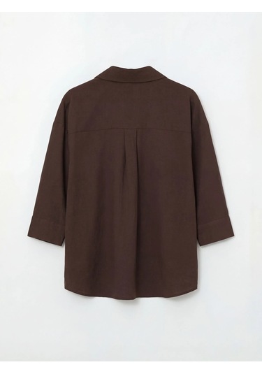 Lc Waikiki Kahverengi Oversize Kadın Gömlek