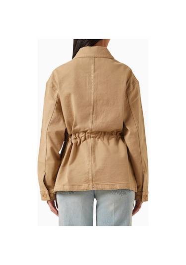 Good American Oversize Canvas Ceket, Modern Utiliter Stil - Şık Kadın Dış Giyim Bej