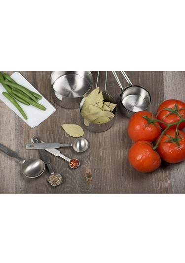 Fosenze 8 Parça Paslanmaz Çelik Ölçü Kupa Ve Kaşık Seti - Fırınlama Ve Pişirme İçin Dayanıklı, Yığılabilir, Lavabo Güvenli