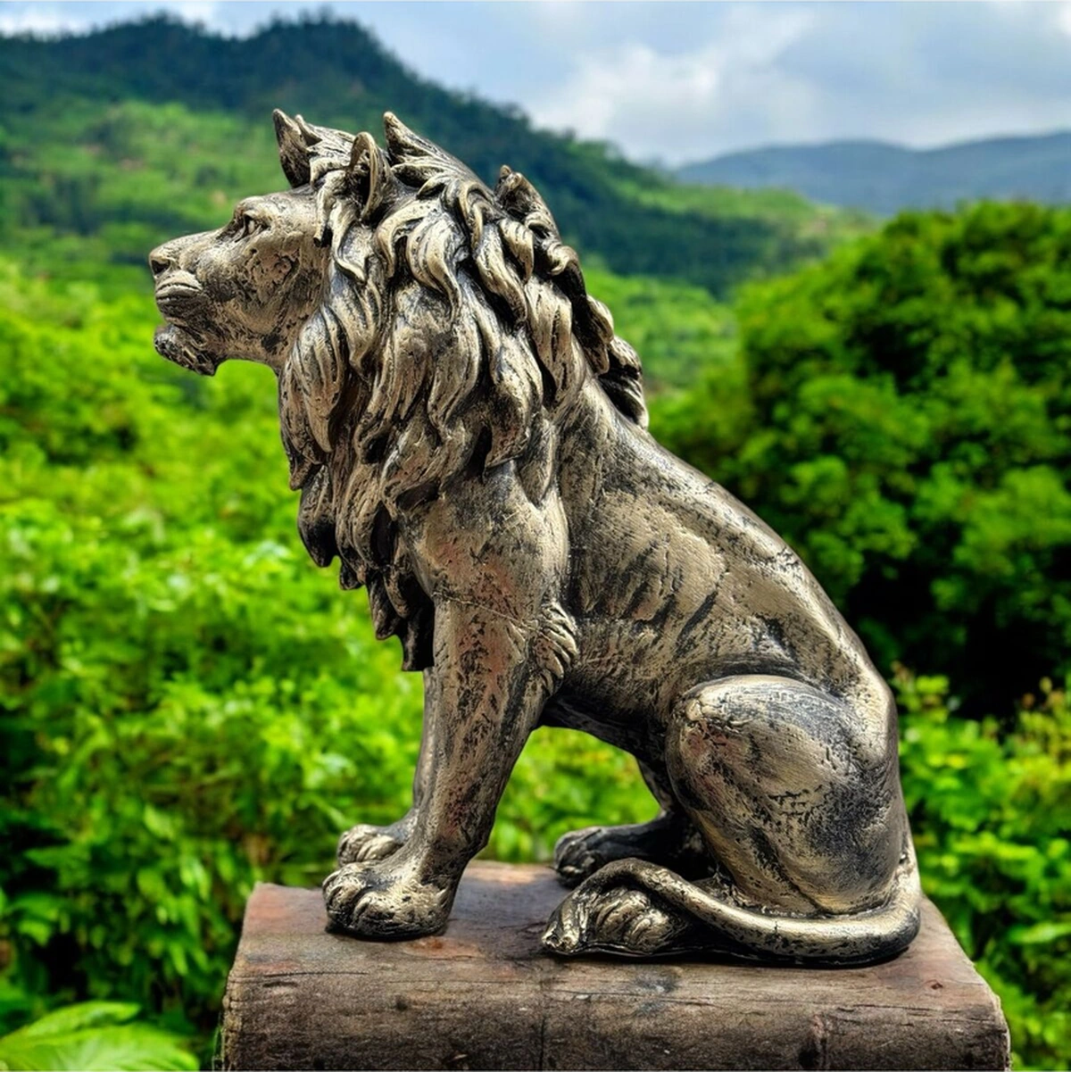 Dekoratif Polyester Büyük Boy Arslan Biblo Gold Eskitme