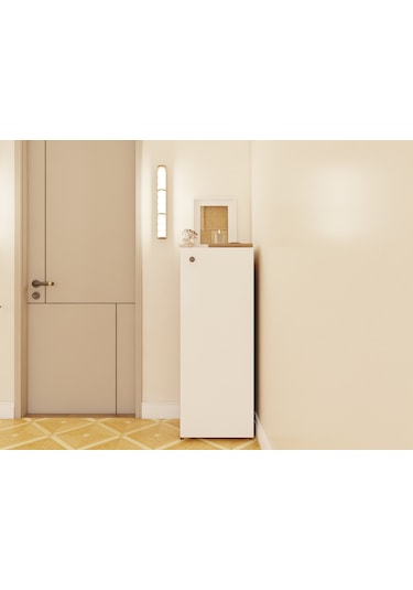 1 Kapaklı Çok Amaçlı Amalfi Beyaz Renk Dolap Kahverengi - Beyaz