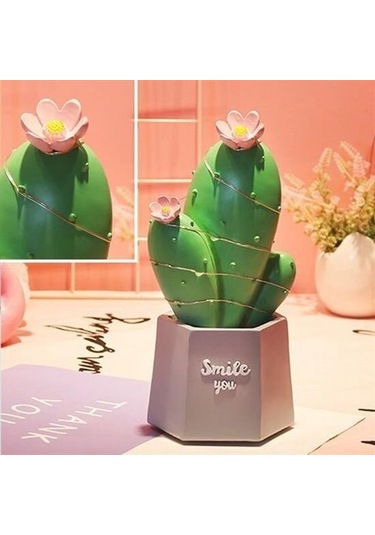 Buffer Led Işıklı Kaktüs Biblo Ev Dekorasyon Ve Hediyelik Eşya Led Aydınlatma Çok Renkli