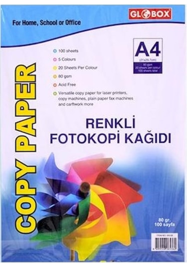 Globox Renkli A4 Fotokopi Kağıdı 100'lü