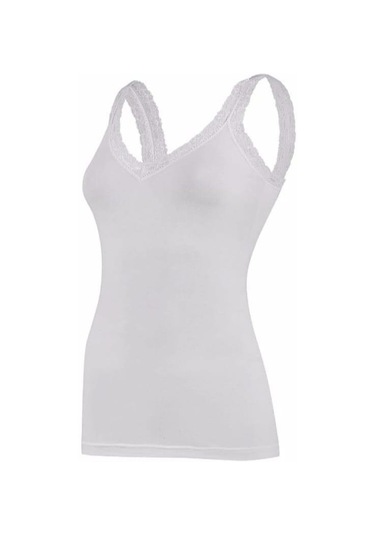 Yıldız 2260 Kadın Kalın Askılı Modal V Yaka Dantelli Atlet 6 Adet