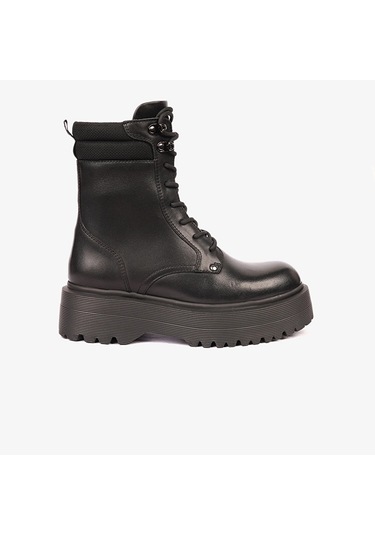 Greyder 33932 Kadın Siyah Hakiki Deri Military Bot-727 Siyah