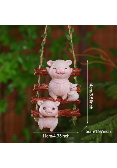 Suntek Asılı Halatlı Domuz Heykelciği Bahçe İç Mekan