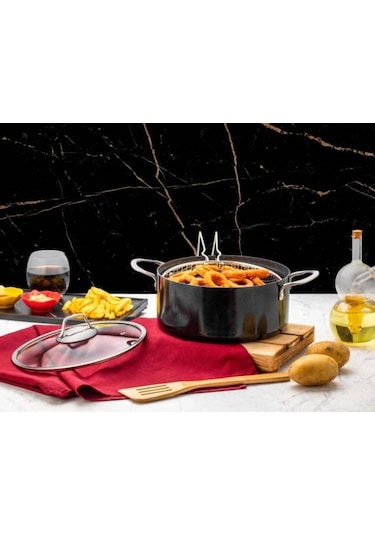 Zest Gusto Granit 24cm Kızartma Tenceresi Siyah