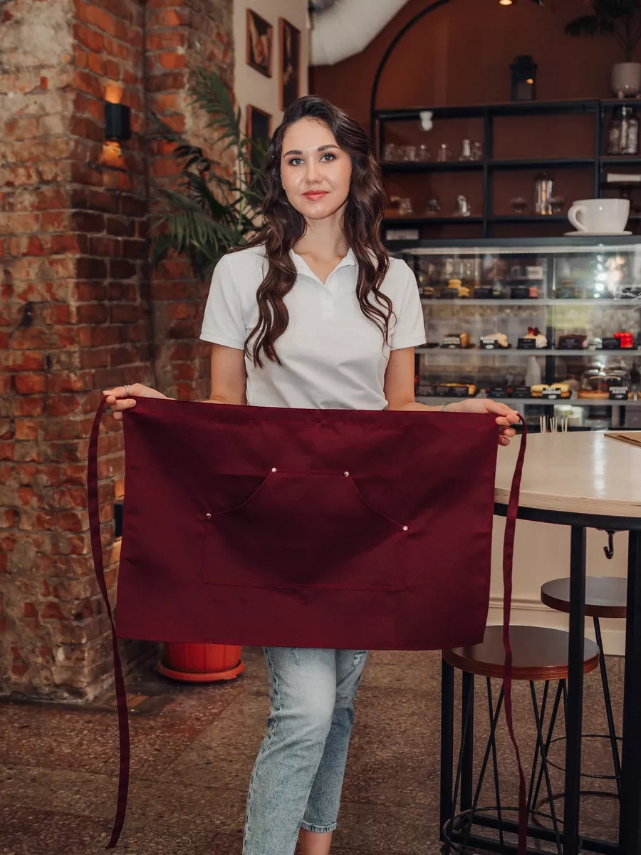 Valiver Önlüksüz, Kemerli Kısa Garson Önlüğü 68551284 Bordo