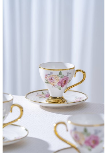 Yolanda 6 Kişilik Porselen Kahve Fincan Takımı - 90 Ml Renkli