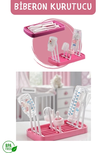 Katlanabilir Biberon Ve Mama Kabı Kurutucu Pembe
