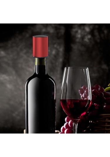 Suntek Magideal Şarap Stoper Silikon Alüminyum-alaşım-kırmızı Kırmızı