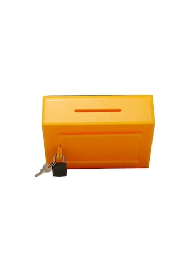Karlobi - Pleksi Tip Box Bahşiş Kutusu Sarı 20x13x12 Cm