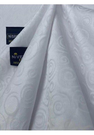 Nivemeshome 140x280 Beyaz Daire Sembol Leke Tutmaz Masa Örtüsü Beyaz