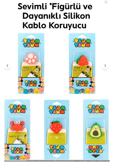 Yengeç Pati Çilek Avakado Temalı Sevimli Figürlü Ve Dayanıklı Silikon Kablo Koruyucu 5 Adet