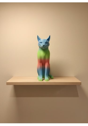 Pastel Rainbow Kedi Figürü Masa Ve Raf Üstü Ev Dekorasyonu