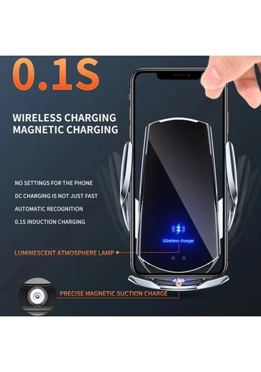 Araba Kablosuz Şarj Manyetik Oto Araç Montaj Telefon Tutucu İphone Samsung Silver With Sucker GÜMÜŞ