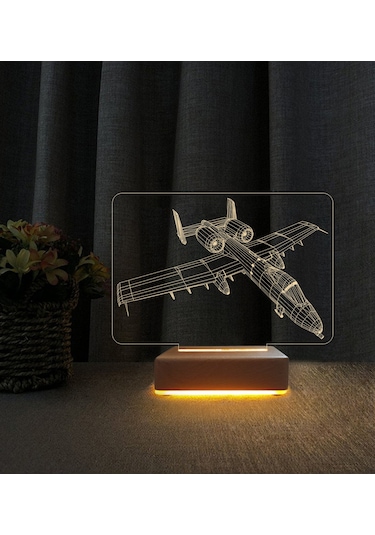 3d Jet Tasarımlı 3d Led Masa Lambası Doğum Günü Hediyesi Lamba