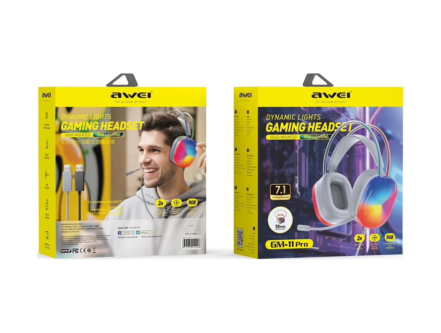 Sones Awei Gm-11 Pro Luminous Kablolu Kulaklık, Kablo Uzunluğu: 2 M