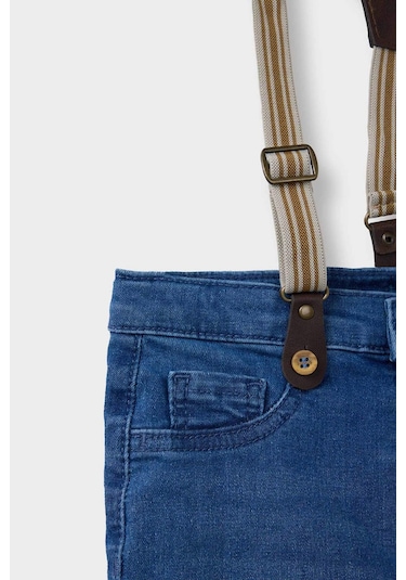 DeFacto Erkek Bebek Pantolon Askılı Jean Şort C2289A525SMNM28 Mavi