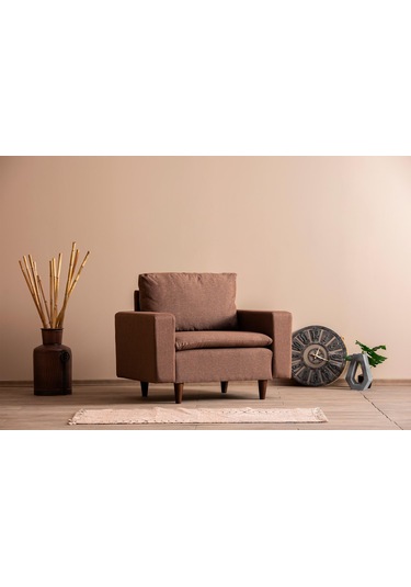 Lungo Modüler Berjer - Açık Kahve Keten Açık Kahverengi