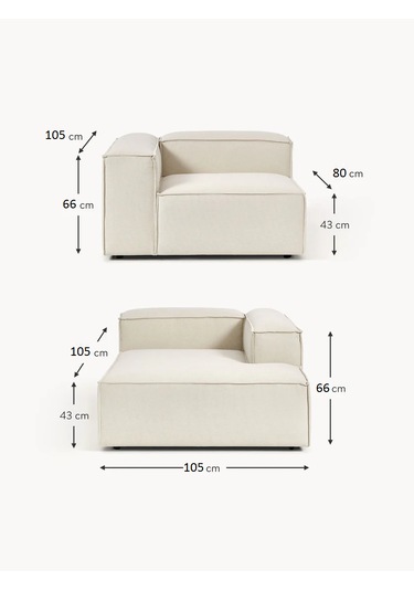 Most Mollis Plus Sağ Köşe 2 Modül Köşe 01 Kırık Beyaz Keten Kumaş