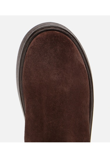 Hotiç Kadın Süet Deri Kahverengi Lastik Detaylı Kalın Tabanlı Düz Bot 01boh317830a480 01boh317830a480 Kahverengi