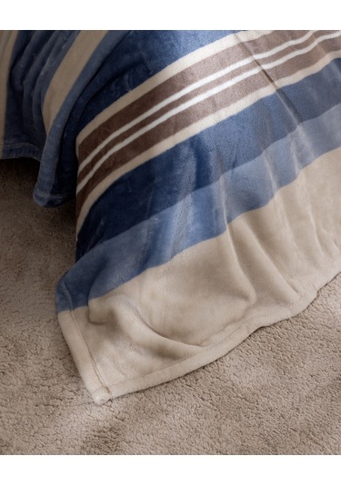 Mozel Çift Kişilik Welsoft Baskılı Battaniye - Mavi/bej 8684427292310 Çok Renkli