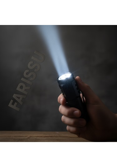 3 Led'li Güçlü Mini El Feneri Şarj Edilebilir Type-c Siyah