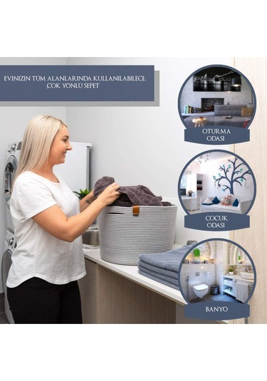 Camatschua Büyük Boy Jüt Sepet Gri