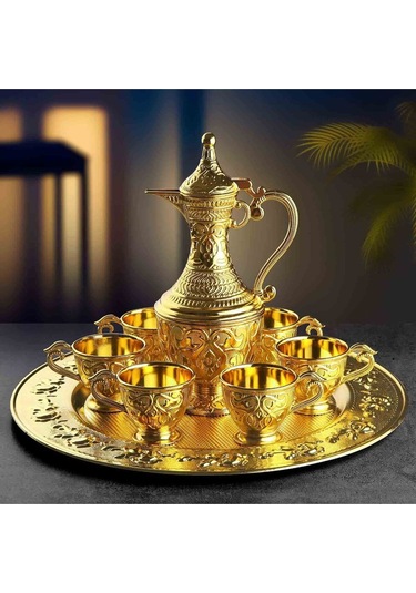 Safir 8 Parça Zemzem Takımı Hediyelik Ve Sunumluk Set - Altın Renk