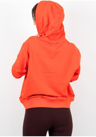 Kadın 2 Iplik Kapüşonlu Sweatshirt Turuncu