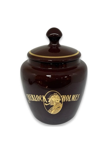 Sherlock Holmes El Yapımı Seramik Pipo Tutun Kavanozu Kahve Large