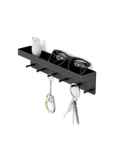 Youmex Mat Siyah Duvar Tipi Organizatör, 6 Çelik Kanca İle Anahtar, Gözlük, Cüzdan Ve Küçük Eşyalarınızı Düzenleyin - Eviniz İçin Pratik Ve Modern Çözüm Siyah