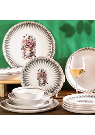 Perotti Antique Yaldızlı Stoneware 27 Parça 6 Kişilik Yemek Takım