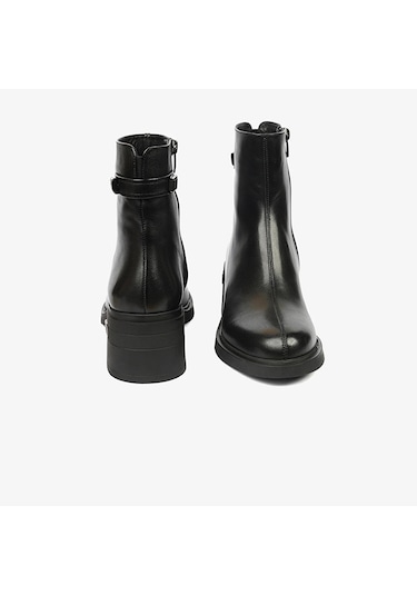 Greyder 59126 Kadın Siyah Hakiki Deri Topuklu Bot -659 Siyah