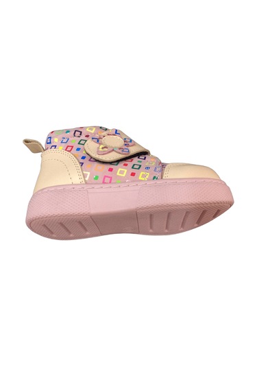 Ortopedikal 1001 Ridente Pudra Gül Kurusu Baskı Bebe Kız Çocuk Bot % 100 Deri Kalın Tek Cırtlı Pudra-gül Kurusu