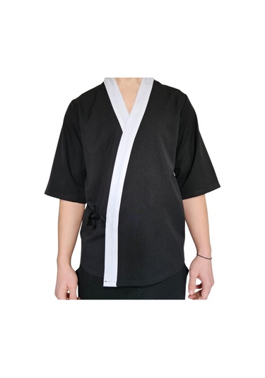 Formteks Sushi Şef Kimono Ceketi Siyah Beyaz Kırmızı