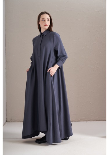 A Pile Ekstra Salaş Modal Elbise İndigo İndigo