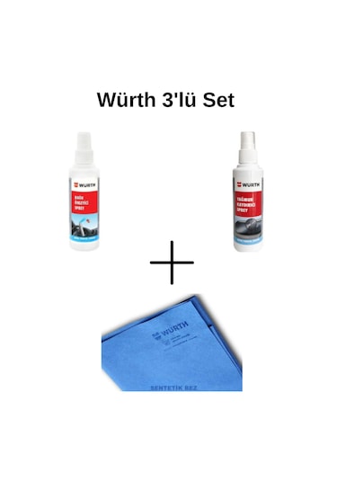 Würth Buğu Önleyici & Yağmur Kaydırıcı & Güderi Bez 3'lü Eko Set