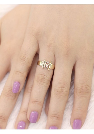 14 Ayar Altın Küçük R Harfli Yüzük