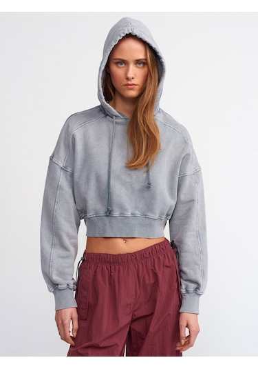 Dilvin Yıkama Efektli Sweatshirt Gri