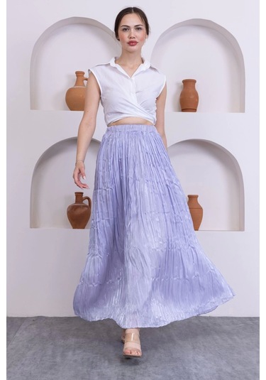 Kırışık Detaylı Etek 6034-lila Lila