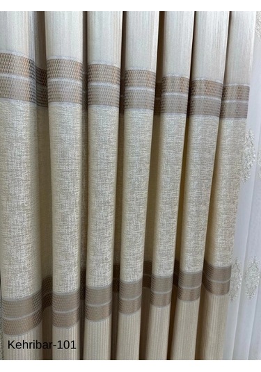 Nivemeshome Kehribar Ft614162 Krem V-101 1/3 Sık Pileli Fon Perde Apm Krem