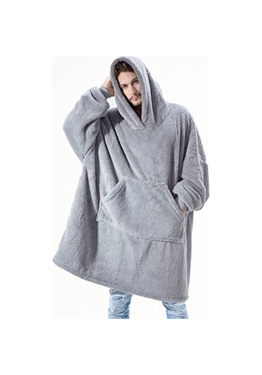 Mulberry Wellsoft Kapşonlu Giyilebilir Tv Battaniyesi Unise x Over Size - Gri